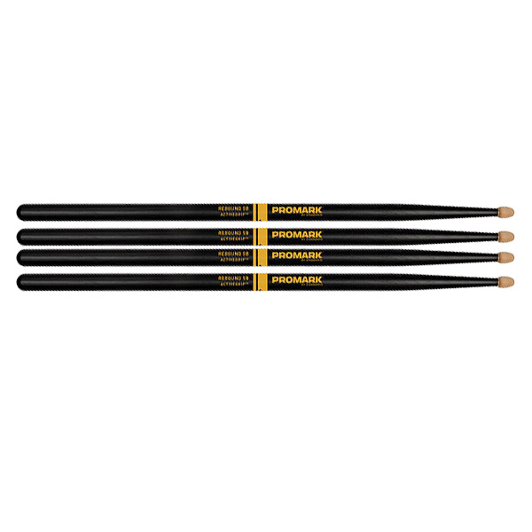 2 PACK Promark ActiveGrip Rebound 5B Drumsticks, Acorn Tip, Black R5BAG-2