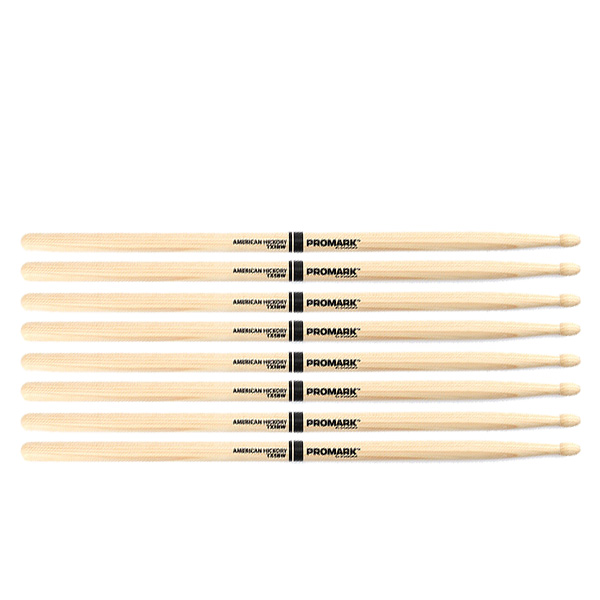 4 PACK Promark TX5BW American Hickory Wood Tip TX5BW-4