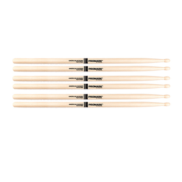 3 PACK Promark TX747BW American Hickory Classic Forward Wood Tip