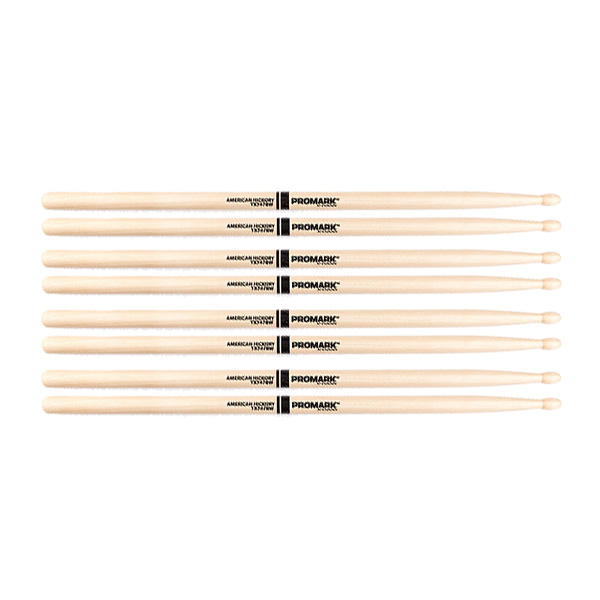 4 PACK Promark TX747BW American Hickory Classic Forward Wood Tip