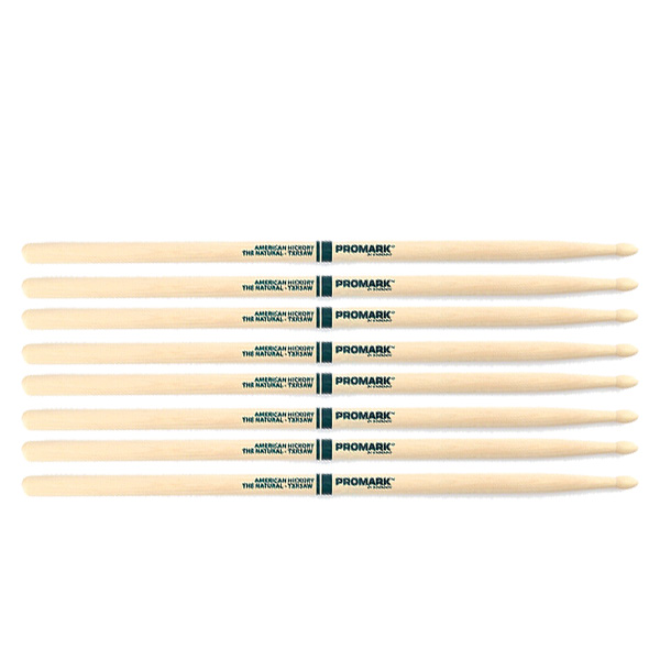 4 PACK Promark TXR5BW American Hickory Natural Wood Tip, Unlacquered TXR5BW-4