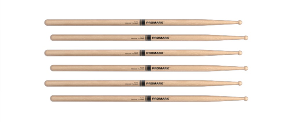 3 PACK Promark Finesse 7A Long Maple Drumsticks, Wood Tip, RBM535LRW
