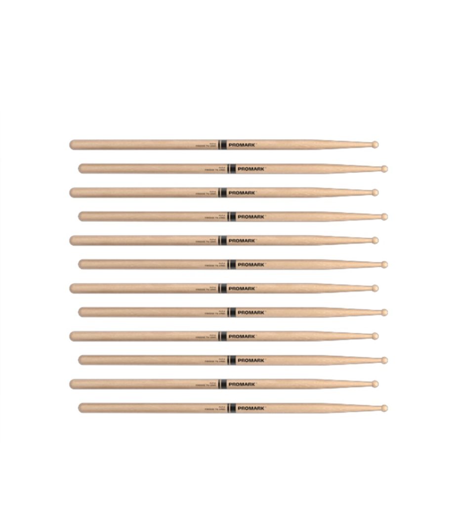 6 PACK Promark Finesse 7A Long Maple Drumsticks, Wood Tip, RBM535LRW