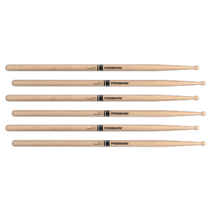3 PACK Promark Finesse 7A Maple Drumsticks, Wood Tip, RBM535RW