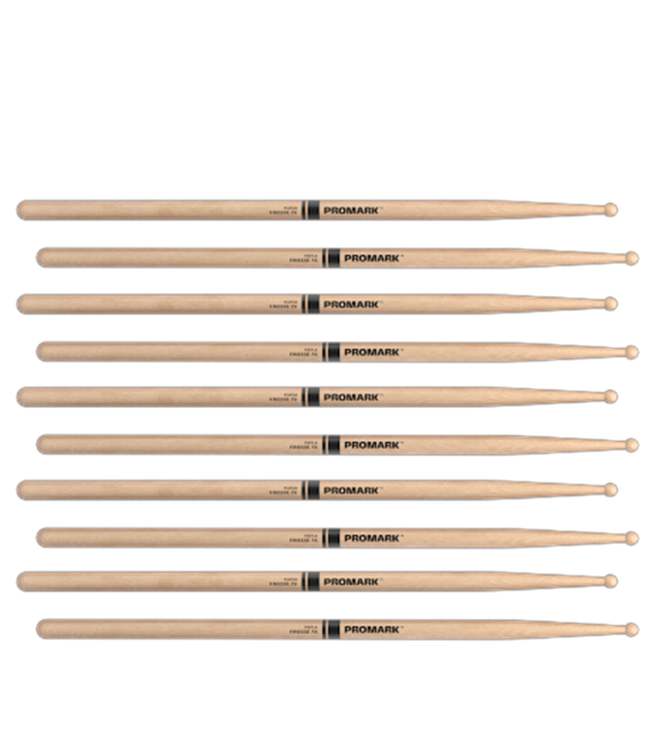 5 PACK Promark Finesse 7A Maple Drumsticks, Wood Tip, RBM535RW