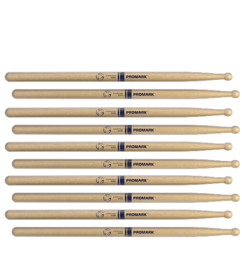 5 PACK Promark System Blue Marching Snare Drum Sticks DC50