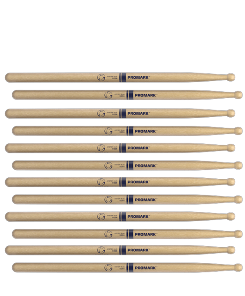 6 PACK Promark System Blue Marching Snare Drum Sticks DC50