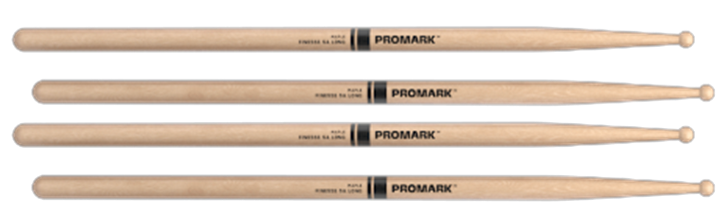 2 PACK ProMark Finesse 5A Long Maple Drumsticks, Small Round Wood Tip
