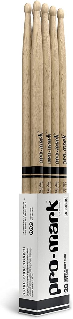 ProMark Classic Attack 2B Shira Kashi Oak Drumsticks, Oval Wood Tip, Four Pairs