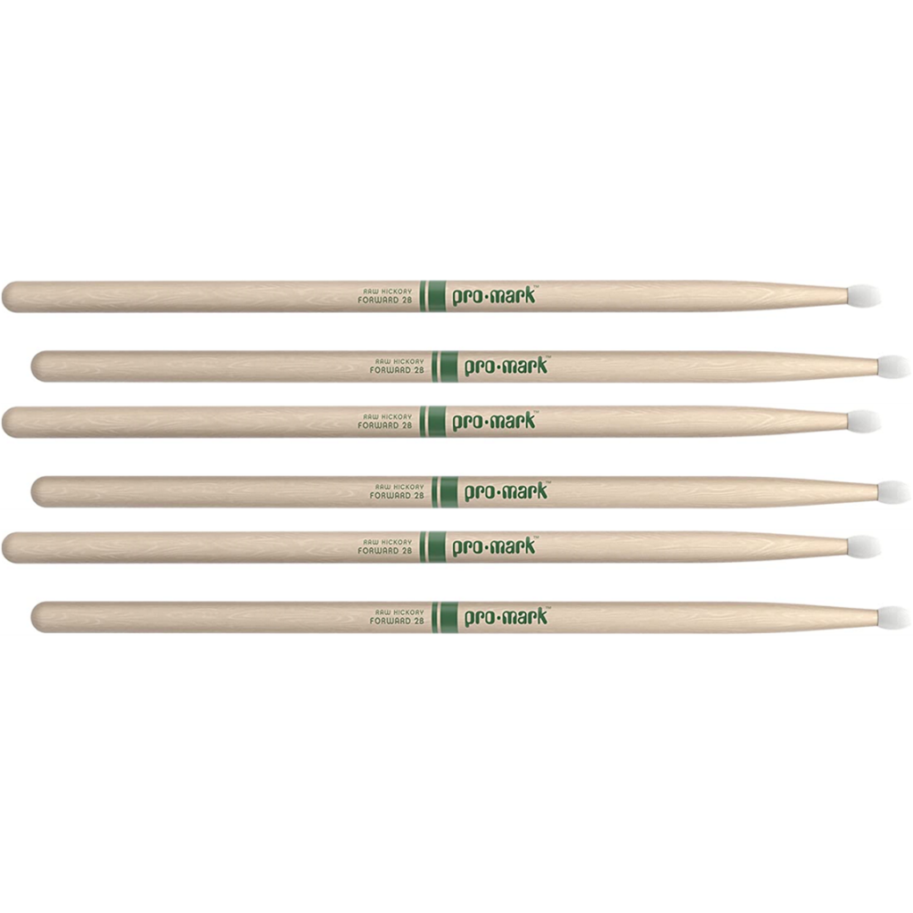 3 PACK ProMark Classic Forward 2B Raw Hickory Drumsticks, Oval Nylon Tip
