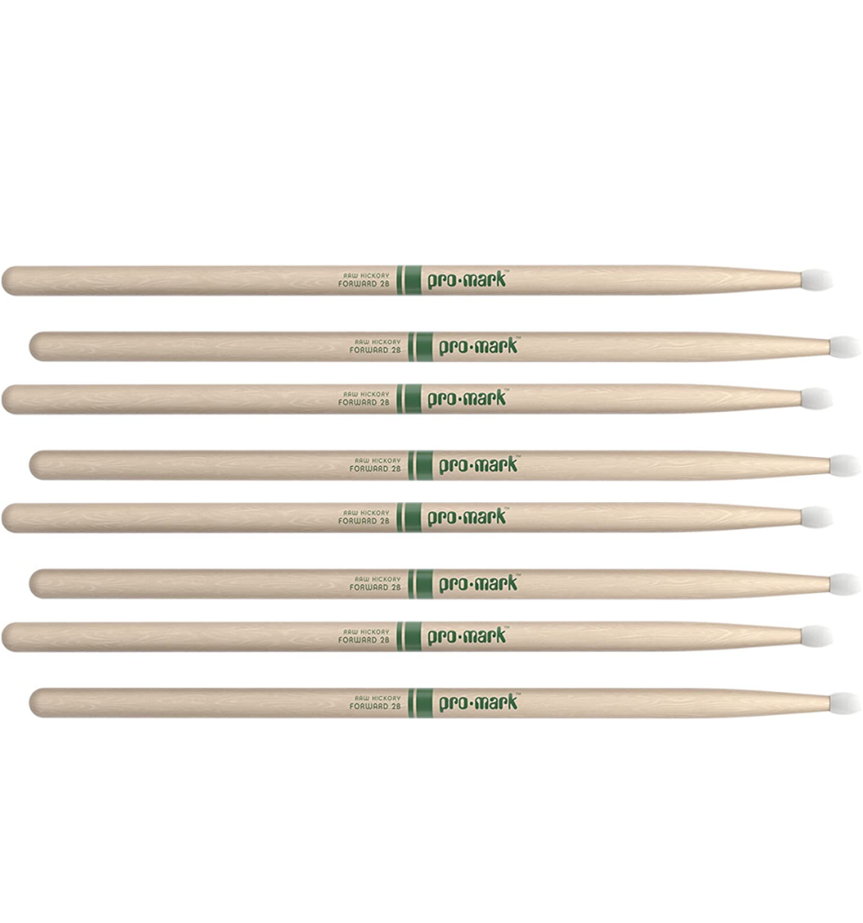 4 PACK ProMark Classic Forward 2B Raw Hickory Drumsticks, Oval Nylon Tip