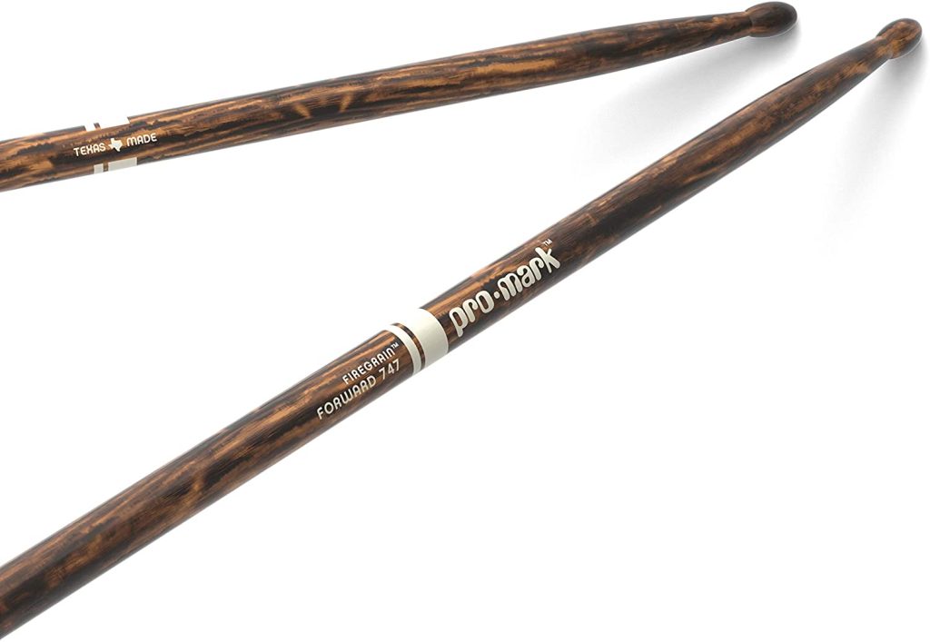 ProMark Classic Forward 747 Drumsticks - FireGrain Lacquer Finish, Oval Wood Tip, 1 Pair