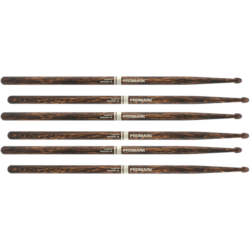 3 PACK Promark 2B Drumsticks FireGrain Rebound  Acorn Tip Drum Sticks