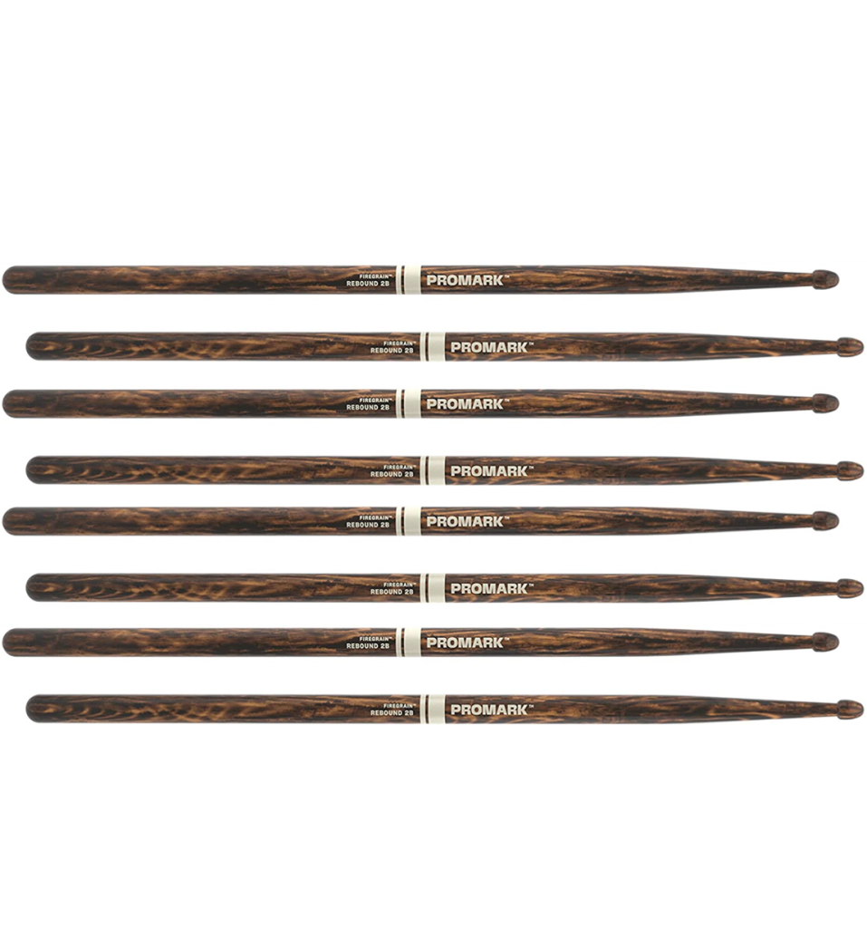 4 PACK Promark 2B Drumsticks FireGrain Rebound  Acorn Tip Drum Sticks