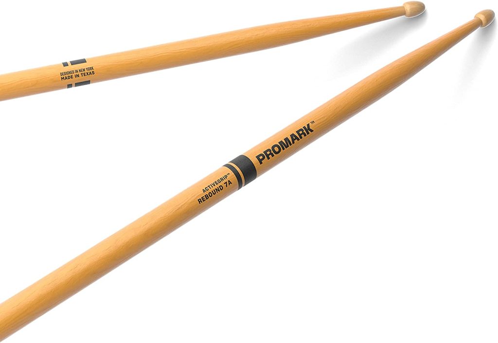 Promark Rebound 7A ActiveGrip Clear Hickory Drumstick, Acorn Wood Tip