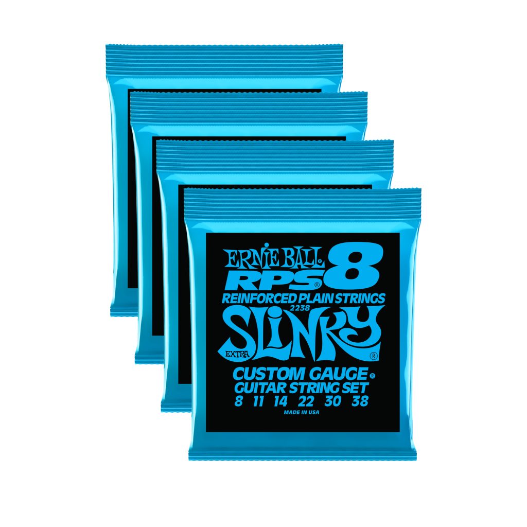 4 PACK Ernie Ball 2238 RPS Reinforced Extra Slinky Electric Guitar Strings 8-38