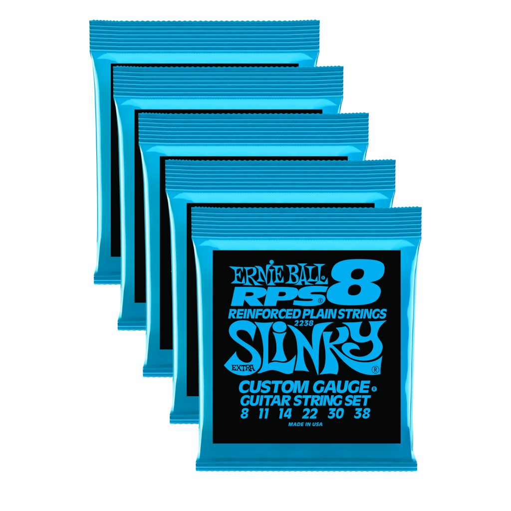 5 PACK Ernie Ball 2238 RPS Reinforced Extra Slinky Electric Guitar Strings 8-38