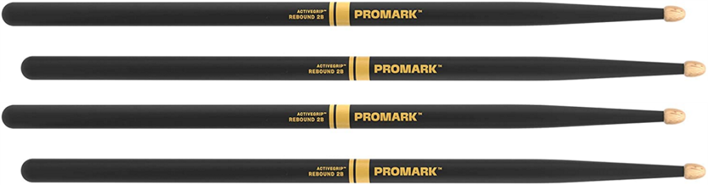 2 PACK Promark Rebound 2B ActiveGrip Acorn Tip Drumsticks
