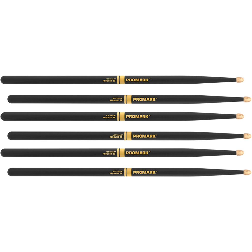 3 PACK Promark Rebound 2B ActiveGrip Acorn Tip Drumsticks