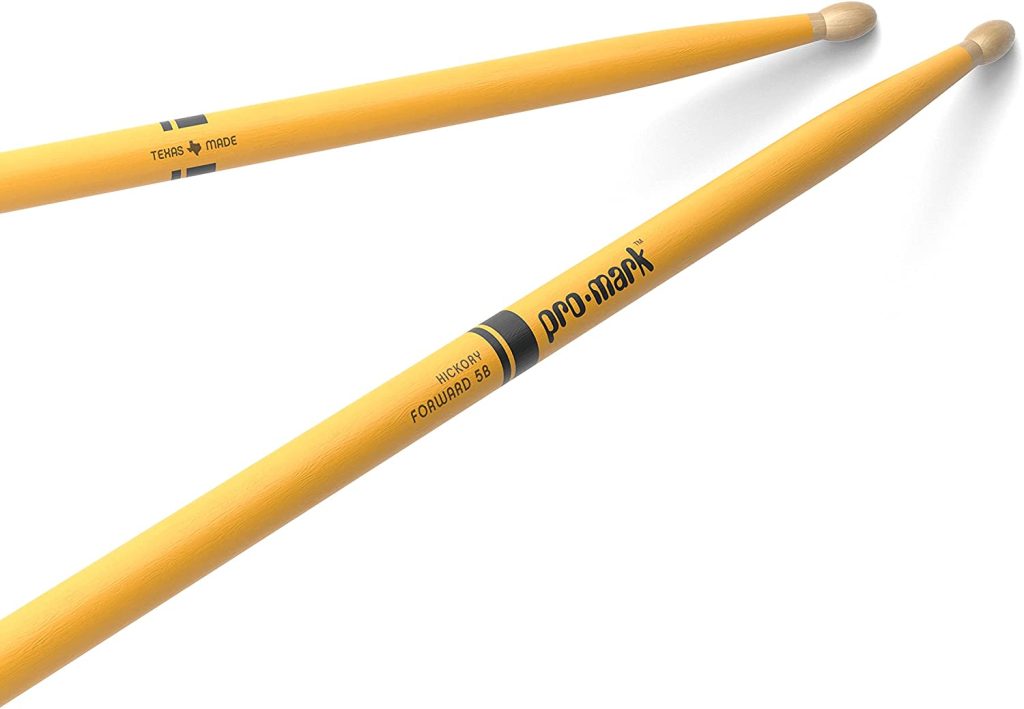 ProMark Classic Forward 5B Painted Yellow Hickory Drumsticks, Oval Wood Tip, One Pair