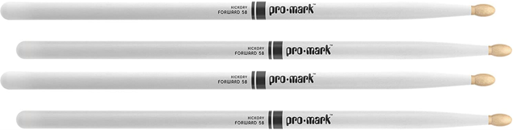 2 PACK ProMark Classic Forward 5B Painted White Hickory Drumsticks, Oval Wood Tip
