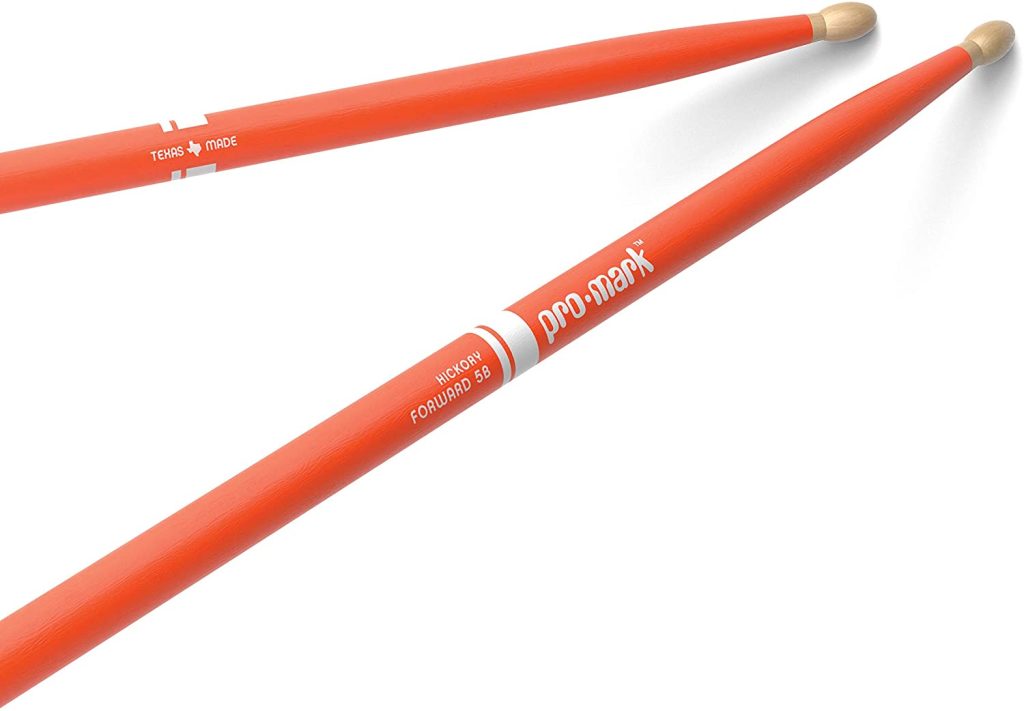 ProMark Classic Forward 5B Painted Orange Hickory Drumsticks, Oval Wood Tip, One Pair