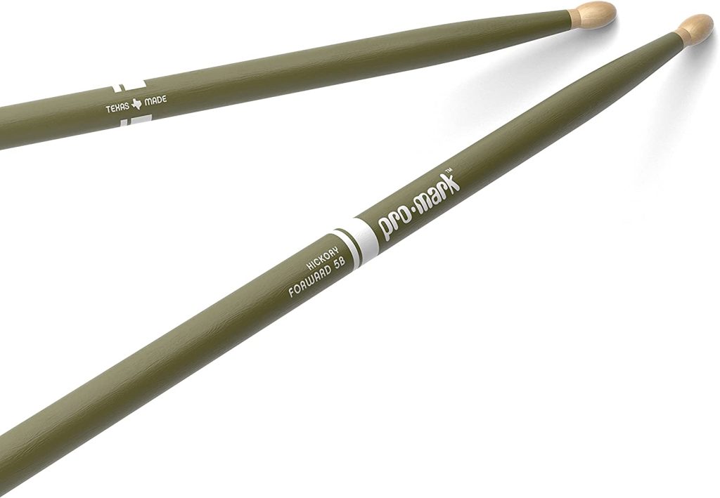 ProMark Classic Forward 5B Painted Green Hickory Drumsticks, Oval Wood Tip, One Pair