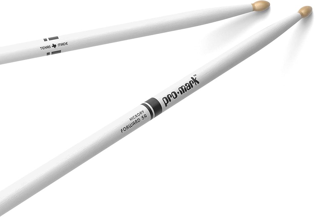 ProMark Classic Forward 5A Painted White Hickory Drumsticks, Oval Wood Tip, One Pair