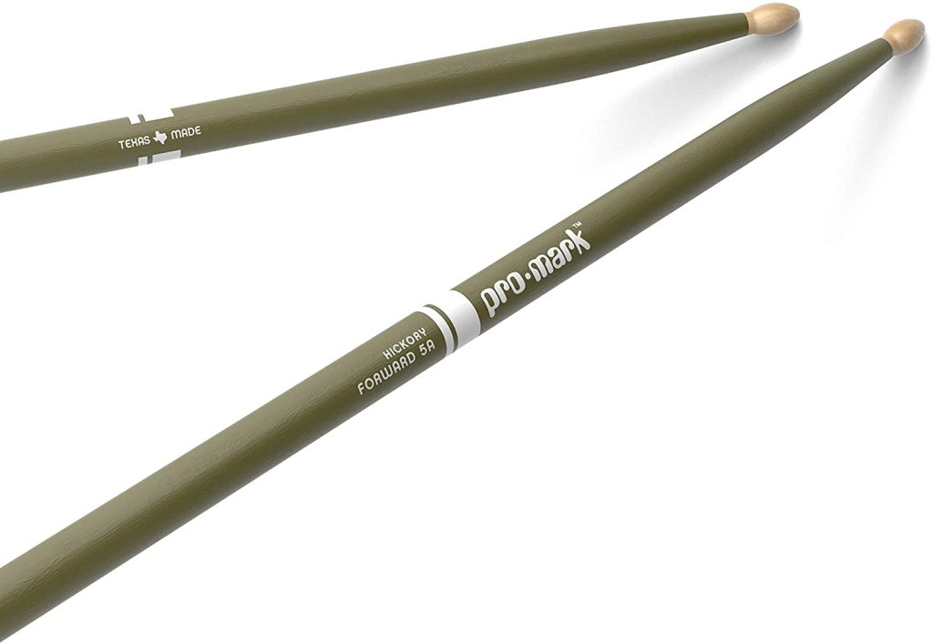 ProMark Classic Forward 5A Painted Green Hickory Drumsticks, Oval Wood Tip, One Pair