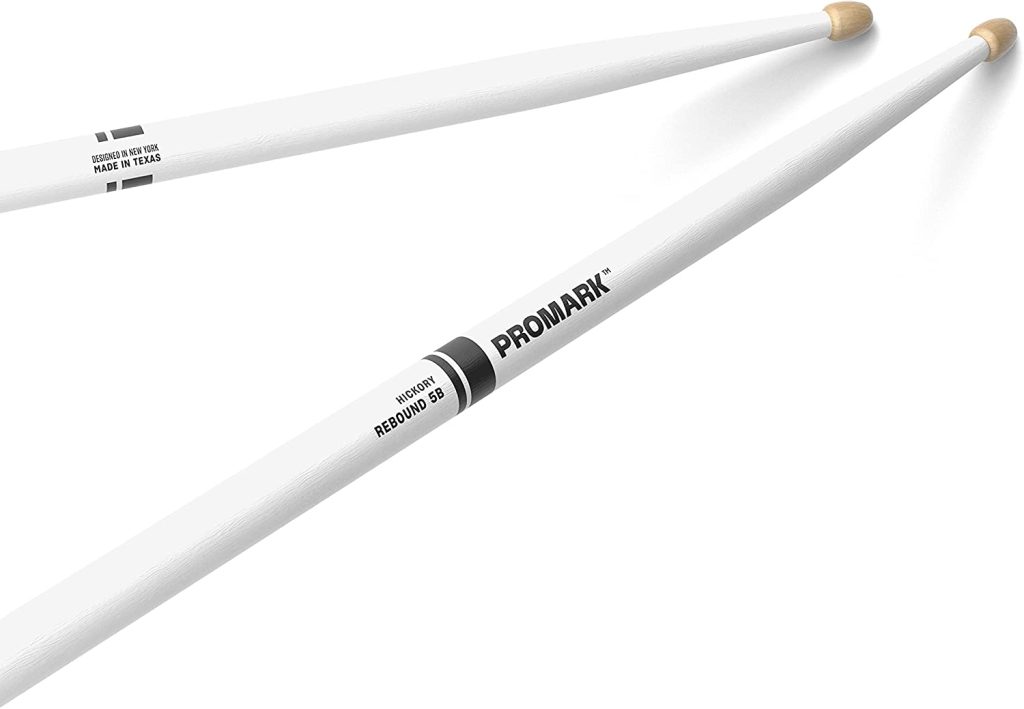 ProMark Rebound 5B Painted White Hickory Drumsticks, Acorn Wood Tip, One Pair