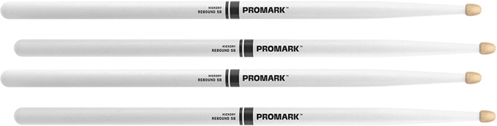 2 PACK ProMark Rebound 5B Painted White Hickory Drumsticks, Acorn Wood Tip