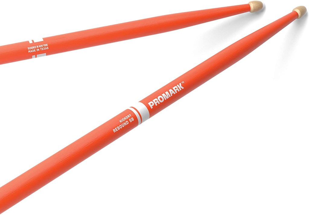 ProMark Rebound 5B Painted Orange Hickory Drumsticks, Acorn Wood Tip, One Pair