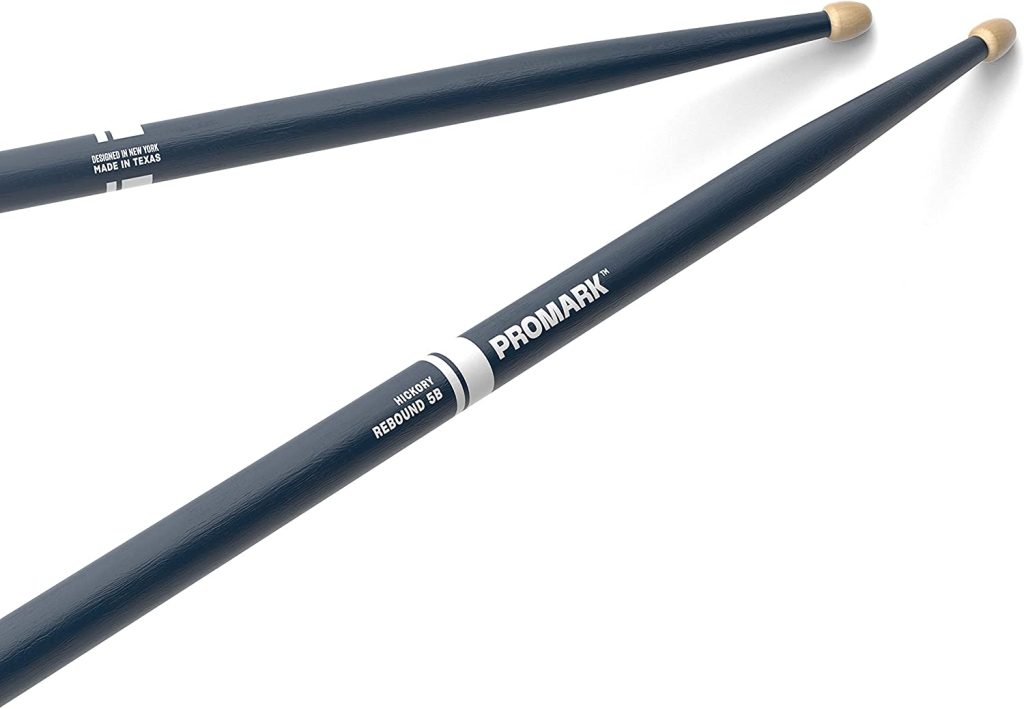 ProMark Rebound 5B Painted Blue Hickory Drumsticks, Acorn Wood Tip, One Pair