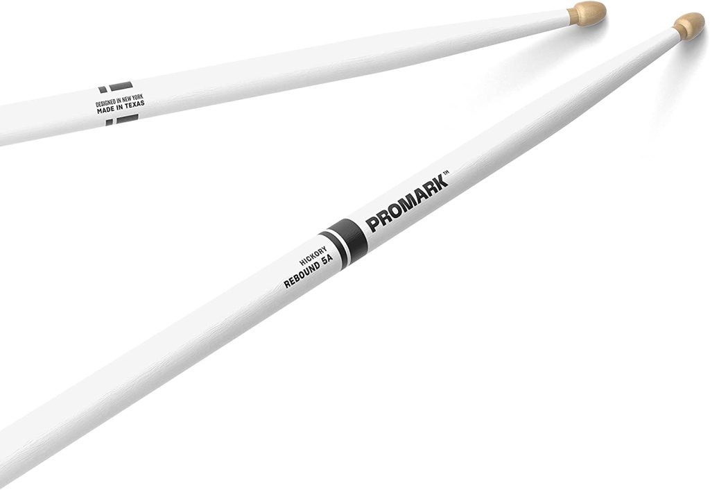 ProMark Rebound 5A Painted White Hickory Drumsticks, Acorn Wood Tip, One Pair