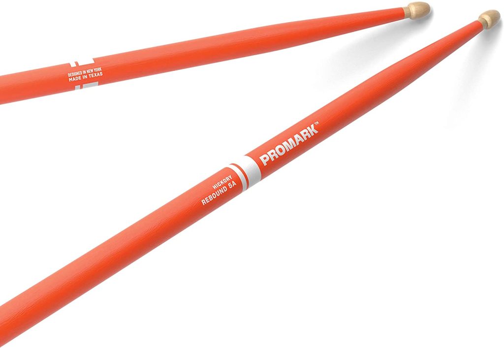 ProMark Rebound 5A Painted Orange Hickory Drumsticks, Acorn Wood Tip, One Pair