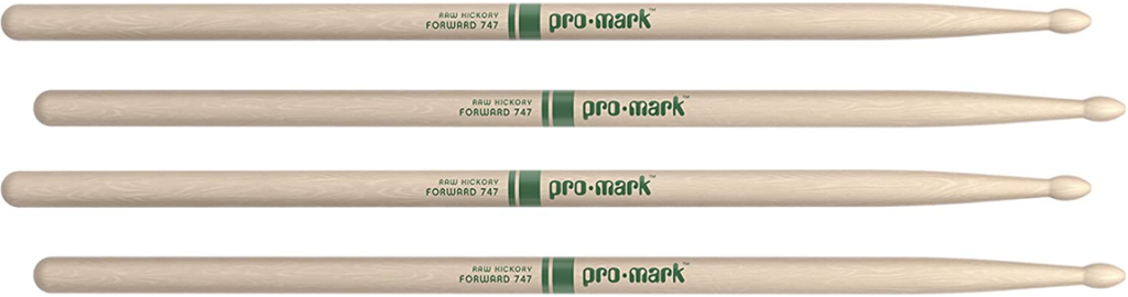 2 PACK ProMark Classic Forward 747 Raw Hickory Drumsticks, Oval WoodTip
