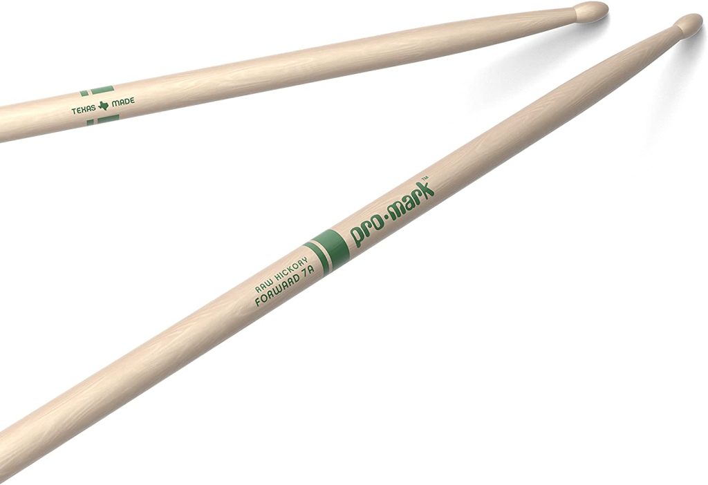 ProMark American Hickory 7A Natural Drum Sticks, Oval Wood Tip, One Pair