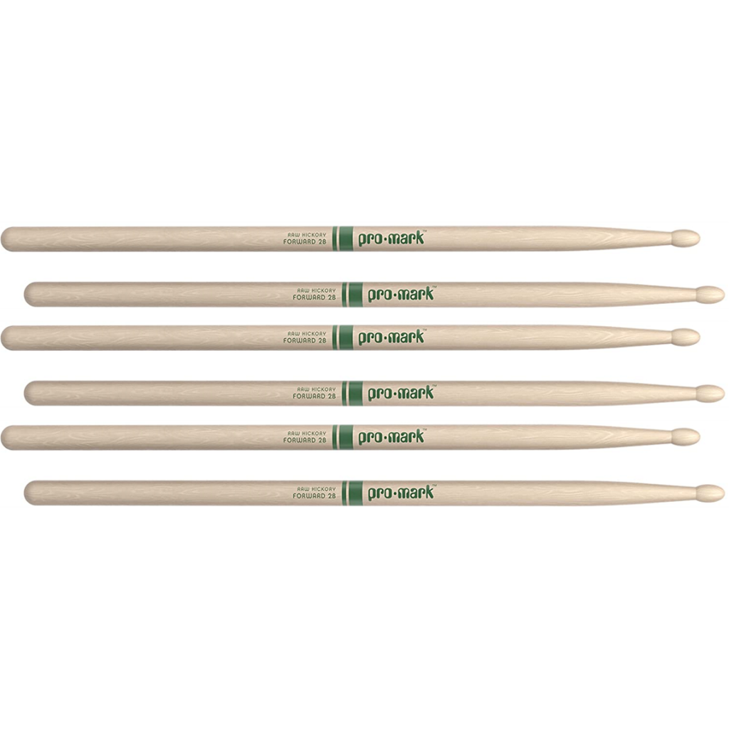 3 PACK ProMark Classic Forward 2B Raw Hickory Drumsticks, Oval Wood Tip