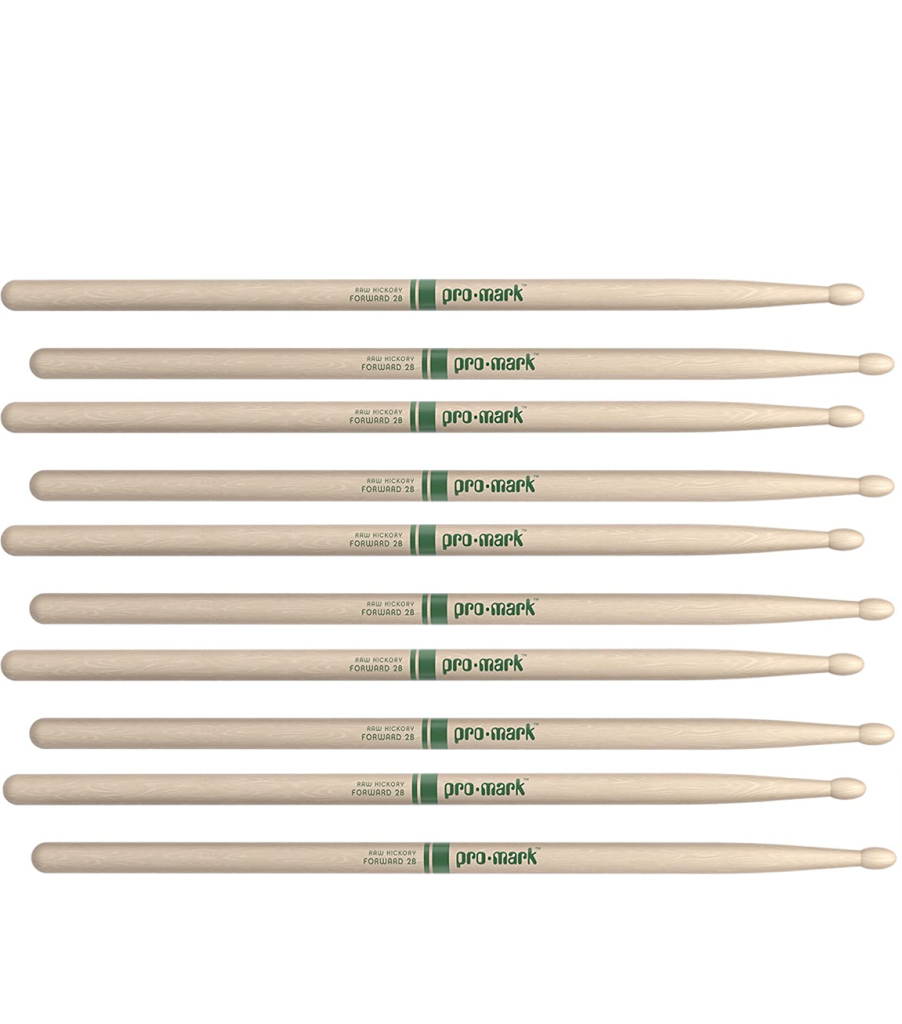 5 PACK ProMark Classic Forward 2B Raw Hickory Drumsticks, Oval Wood Tip