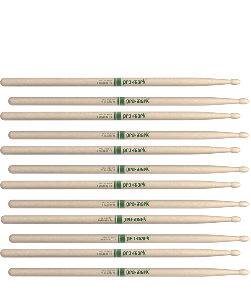 6 PACK ProMark Classic Forward 2B Raw Hickory Drumsticks, Oval Wood Tip