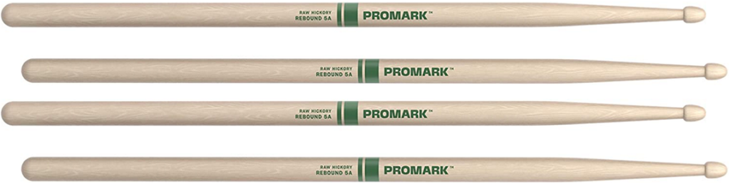 2 PACK ProMark Rebound 5A Raw Hickory Drumsticks, Acorn Wood Tip