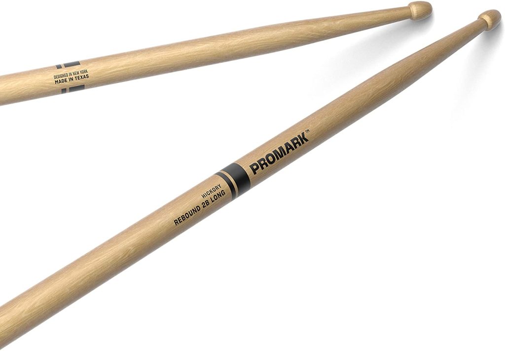 ProMark Rebound 2B Long Hickory Drumsticks, Acorn Wood Tip, One Pair