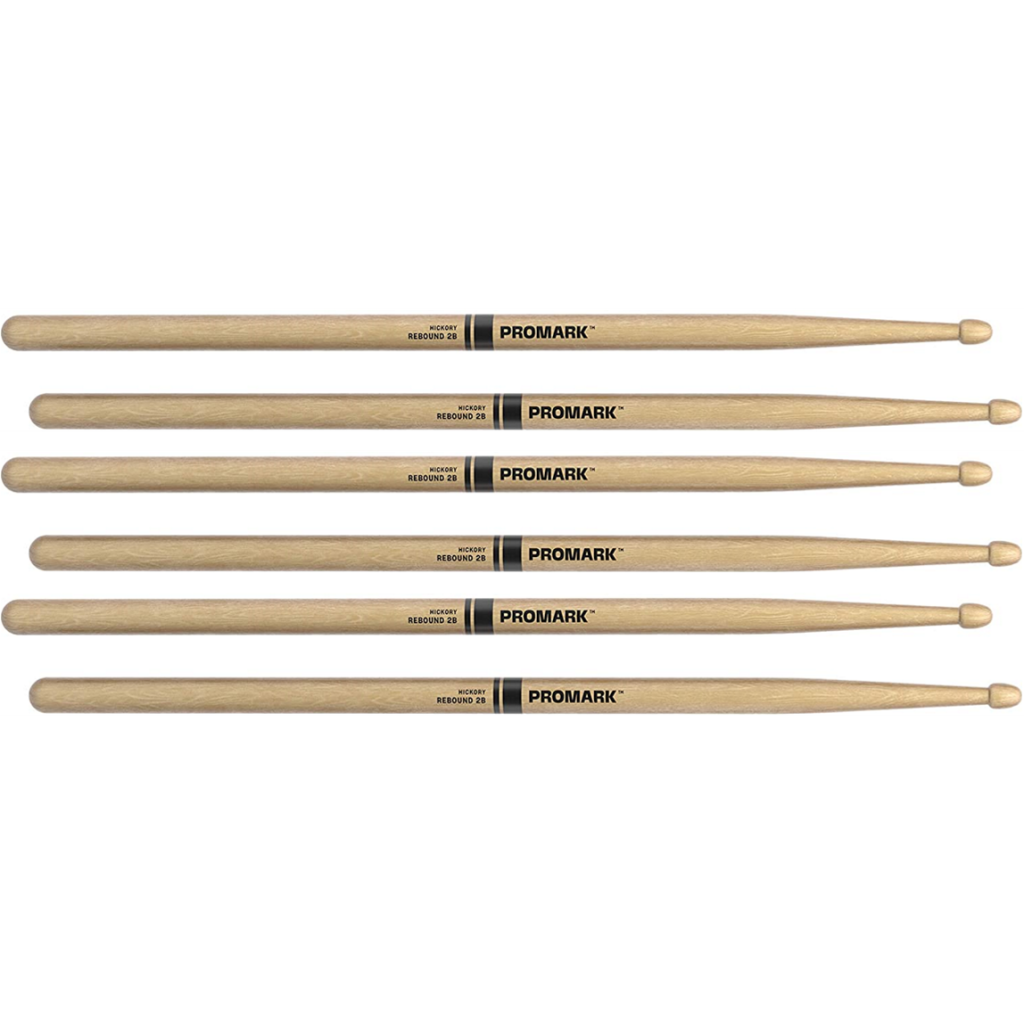 3 PACK ProMark Rebound 2B Hickory Drumsticks, Acorn Wood Tip