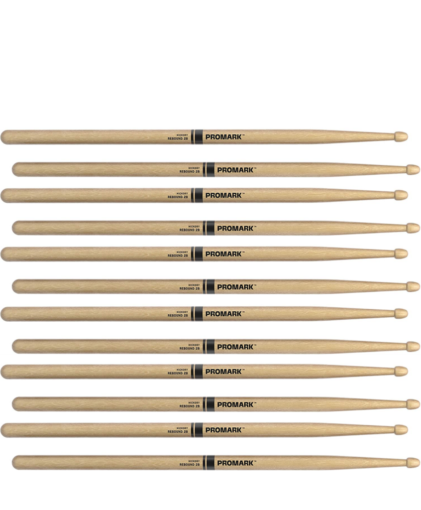 6 PACK ProMark Rebound 2B Hickory Drumsticks, Acorn Wood Tip
