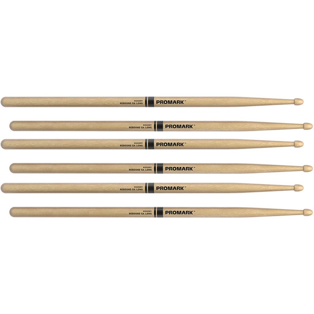3 PACK ProMark Rebound 5A Long Hickory Drumsticks, Acorn Wood Tip