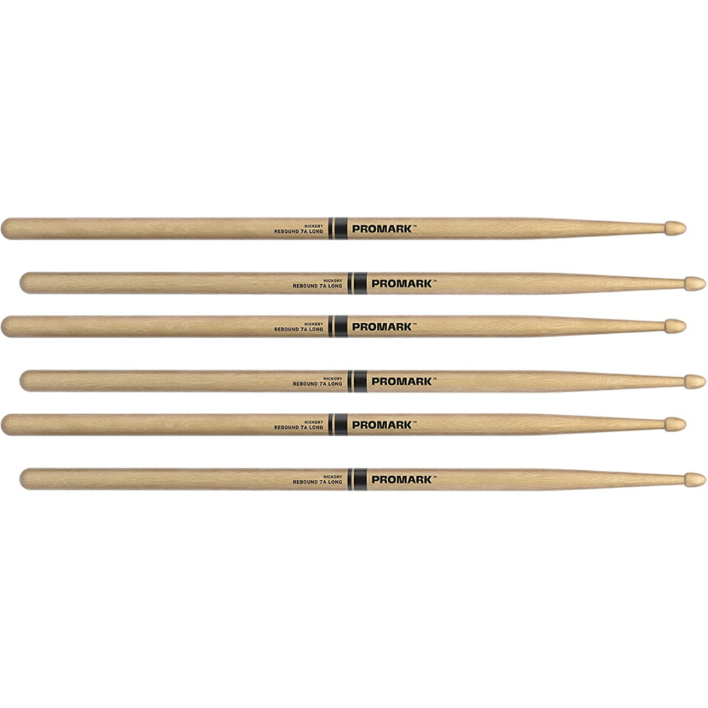 3 PACK ProMark Rebound 7A Long Hickory Drumsticks, Acorn Wood Tip