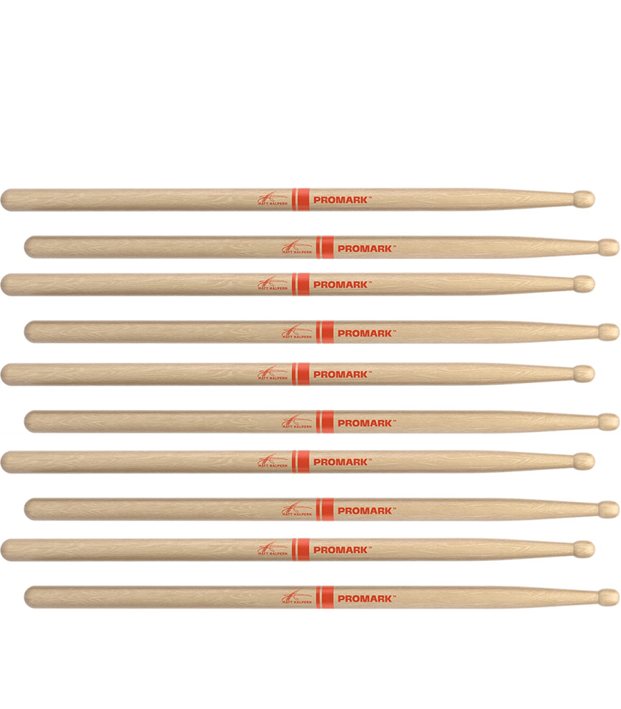 5 PACK ProMark Matt Halpern Signature Drumsticks American Hickory Wood Tip