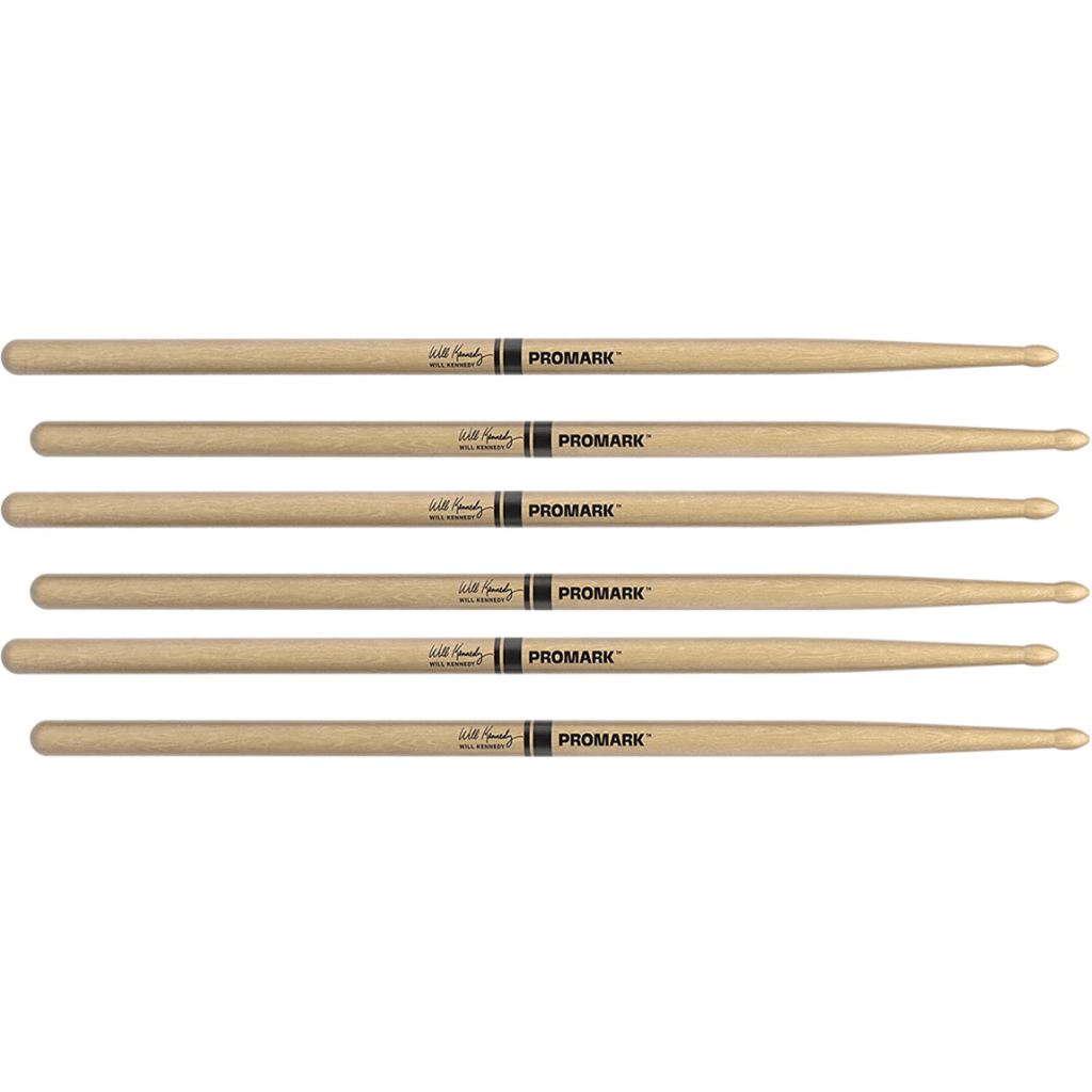 3 PACK ProMark Will Kennedy Hickory Drumsticks, Wood Tip