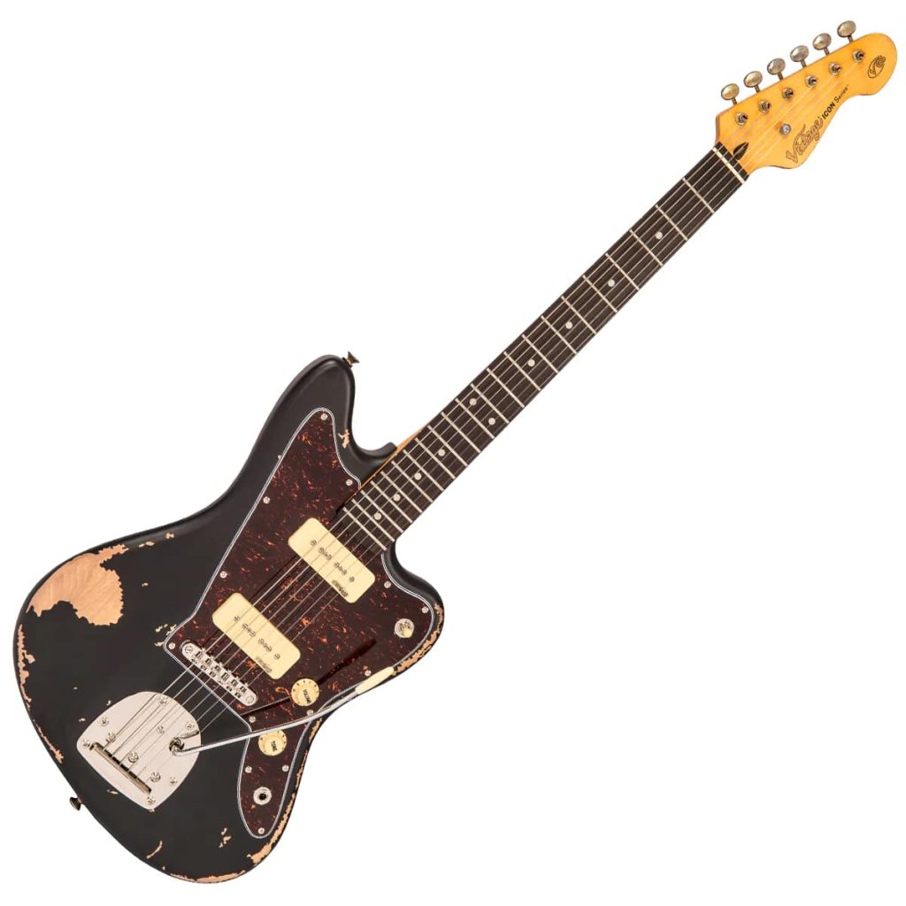 Vintage V65 ICON Electric Guitar ~ Distressed Black