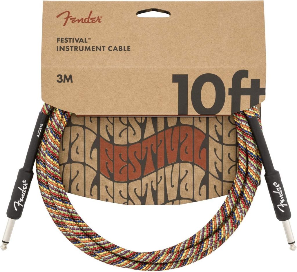 Fender 0990910299 Festival Straight to Straight Instrument Cable - 10 foot Rainbow